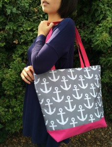 gray nautical tote bag