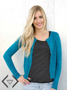 blue cardigan