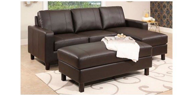 leather sofa and ottoman