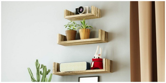 solid wood floating shelves