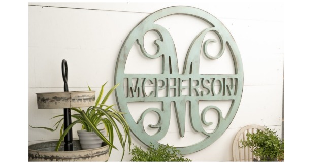 family name monogrammed sign