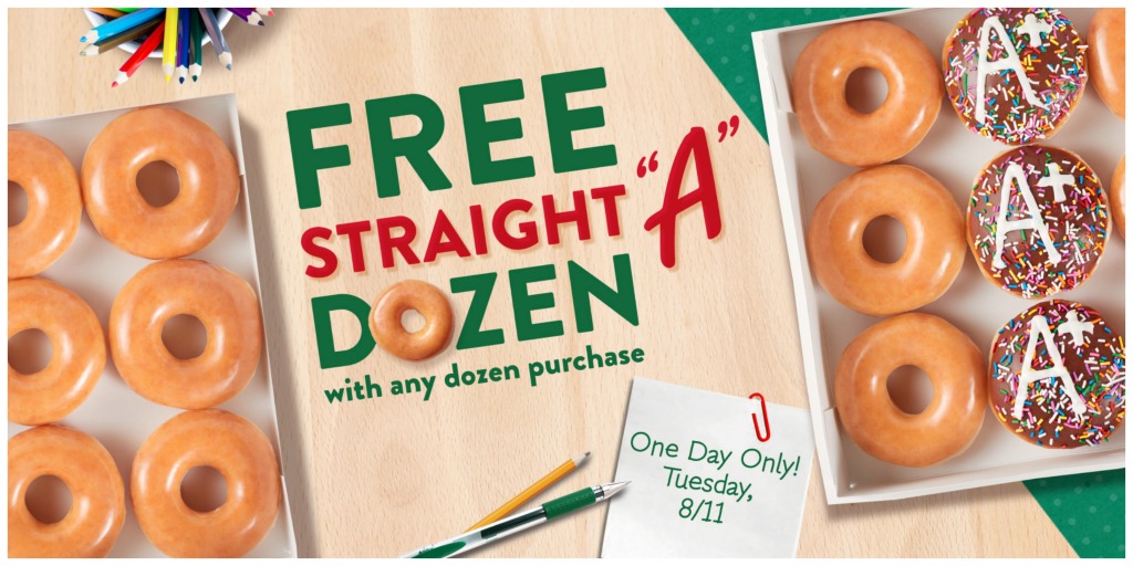FREE Krispy Kreme Straight “A” Dozen w/ Any Dozen Purchase on August