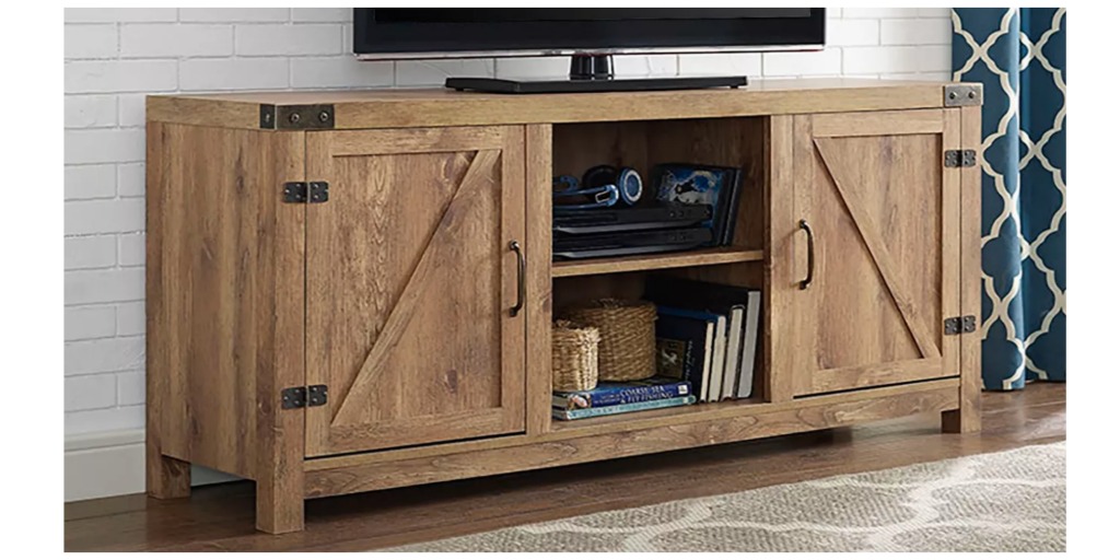 farmhouse tv stand with barn doors