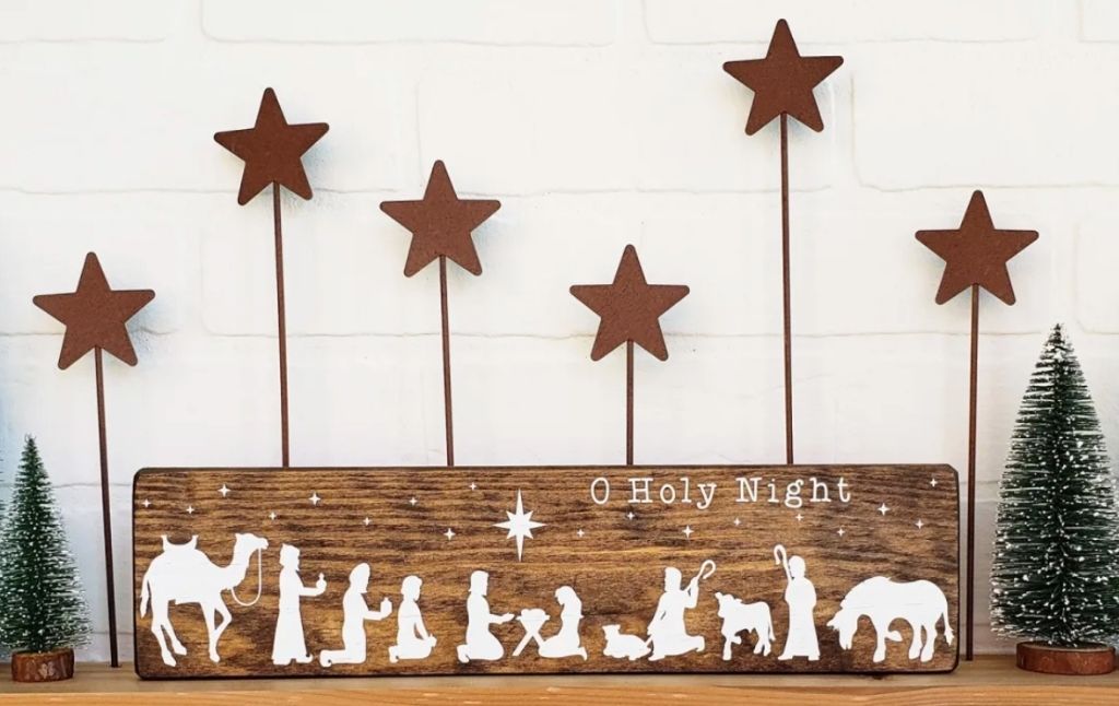 wooden nativity scene