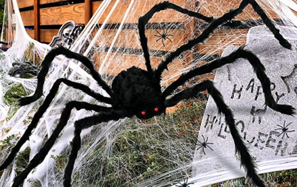 large Halloween yard decoration spider web