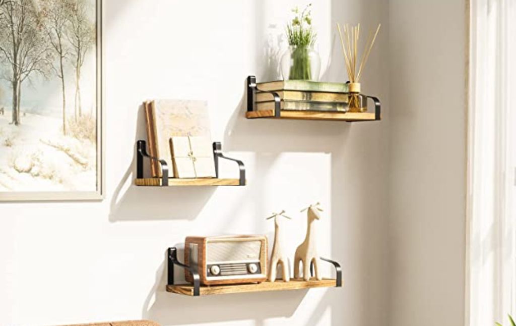 rustic wooden shelves