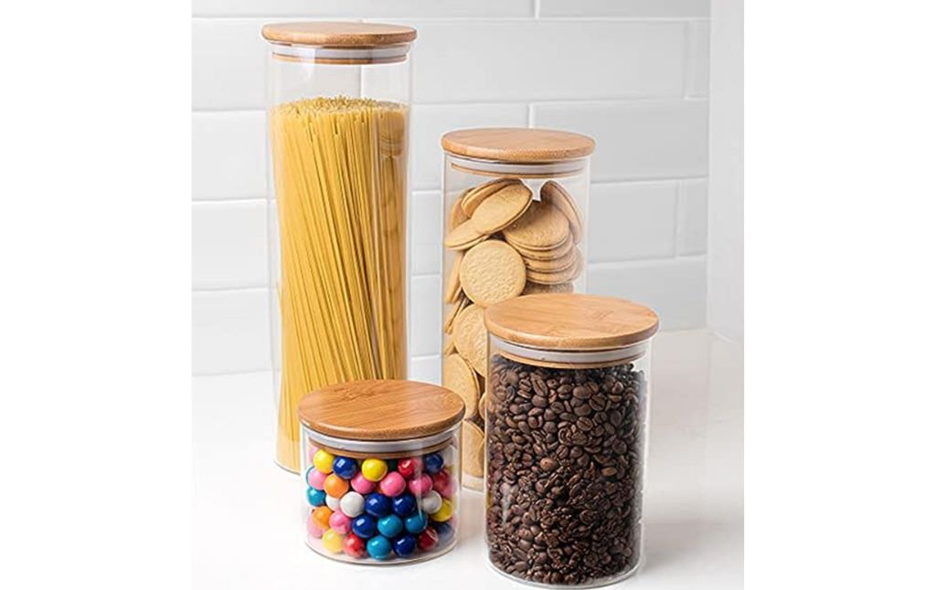 glass canister set bamboo lids