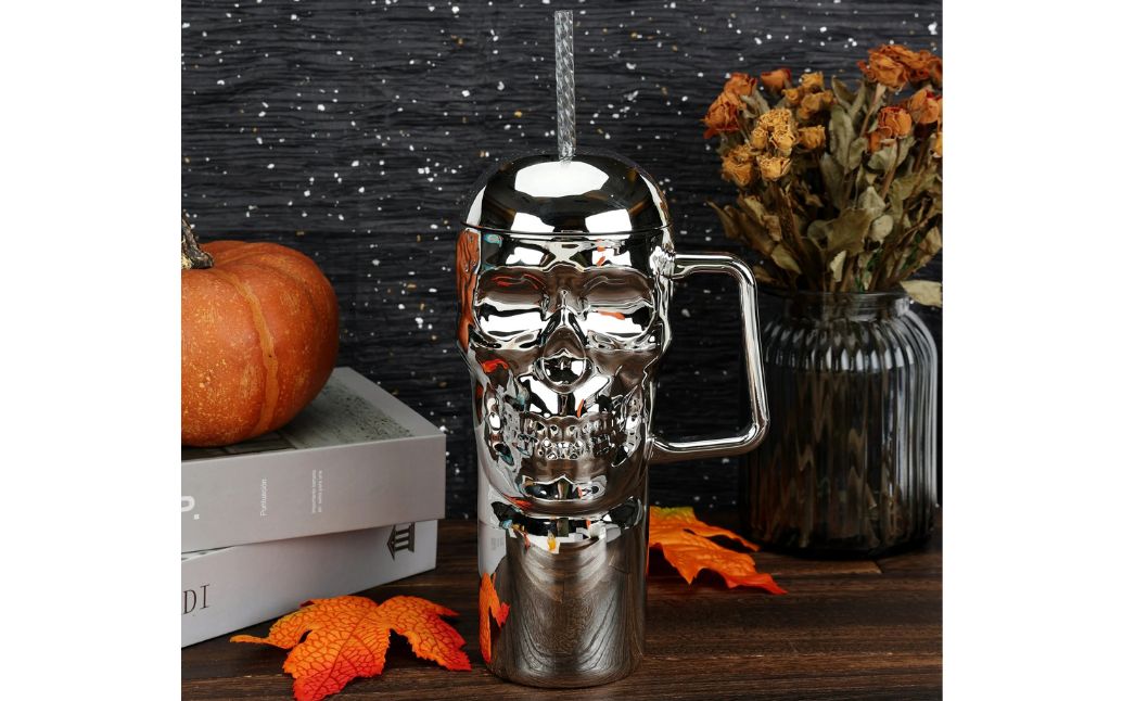 halloween skull tumbler